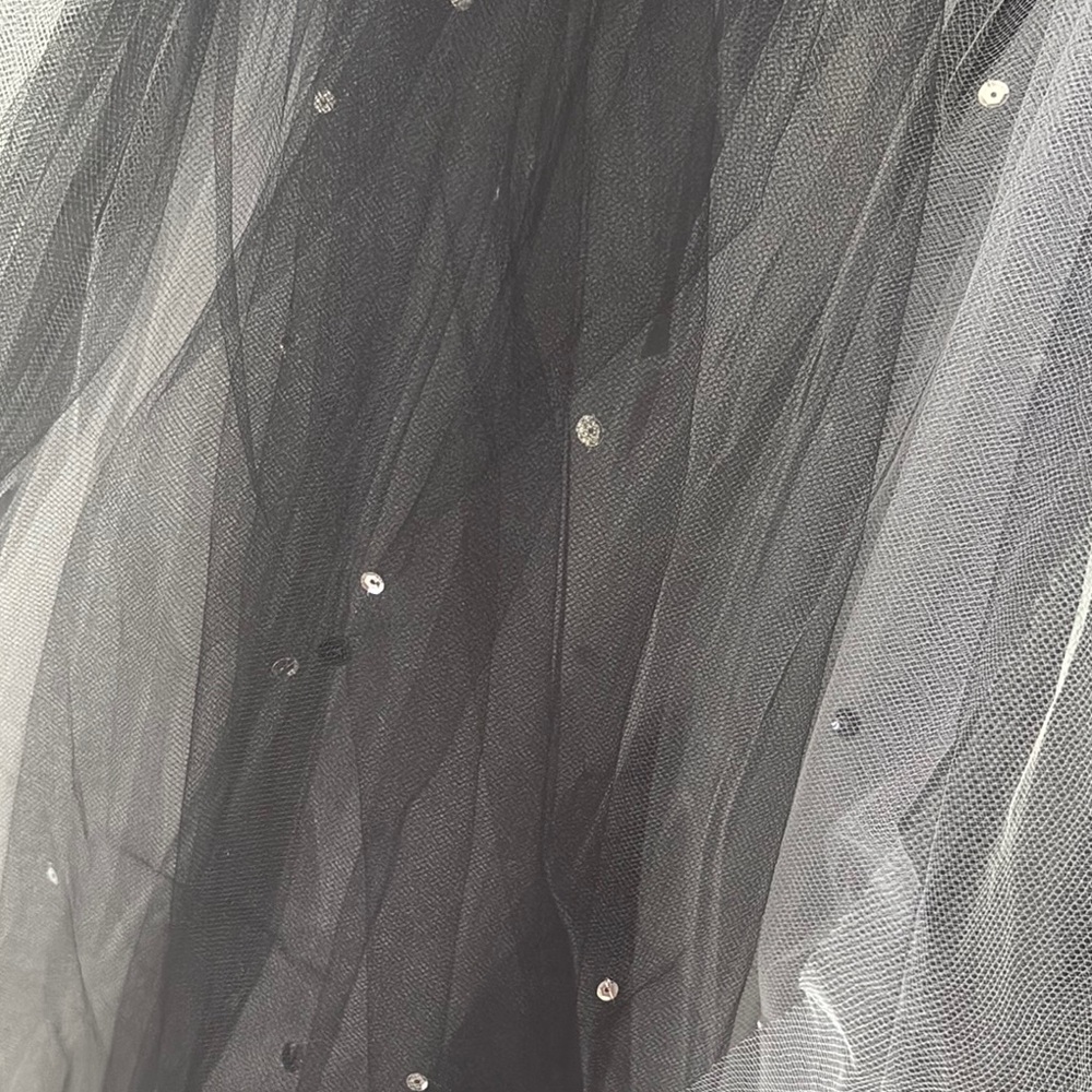 Mori Lee Black and White prom quinceañera Dress sz 9/10 tool lace sequins beauty - Picture 5 of 17